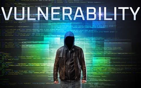 Faceless hacker on code background Stock Photos