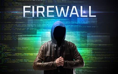 Faceless hacker on code background Stock Photos