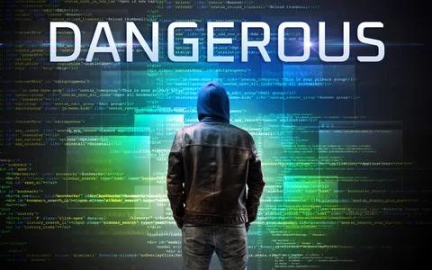 Faceless hacker on code background Stock Photos