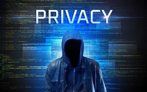 Faceless hacker on code background Stock Photos