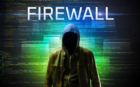 Faceless hacker on code background Stock Photos