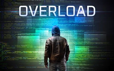 Faceless hacker on code background Stock Photos