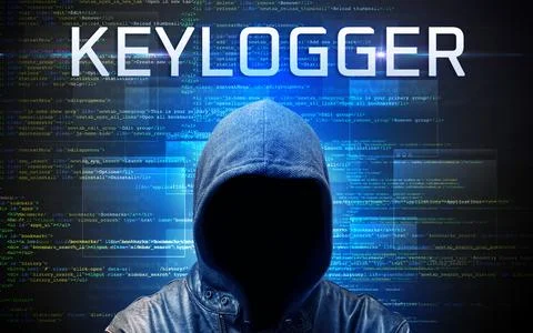 Faceless hacker on code background Stock Photos
