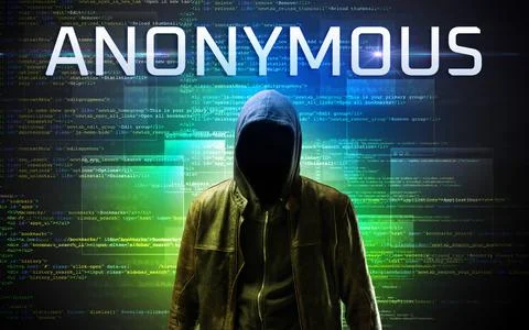 Faceless hacker on code background Stock Photos