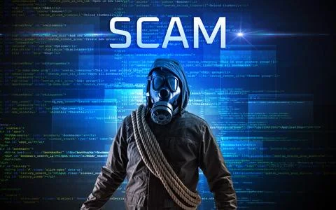 Faceless hacker on code background Stock Photos