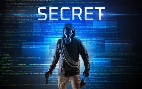 Faceless hacker on code background Stock Photos