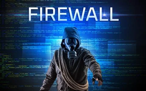 Faceless hacker on code background 스톡 사진