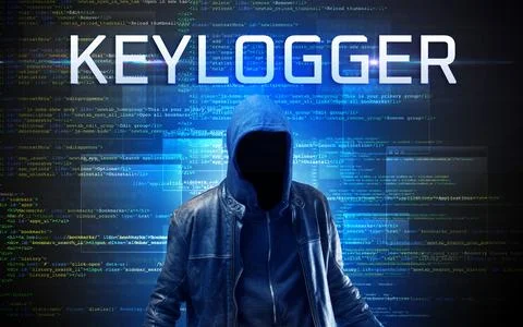 Faceless hacker on code background Stock Photos