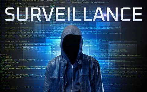 Faceless hacker on code background Foto stock
