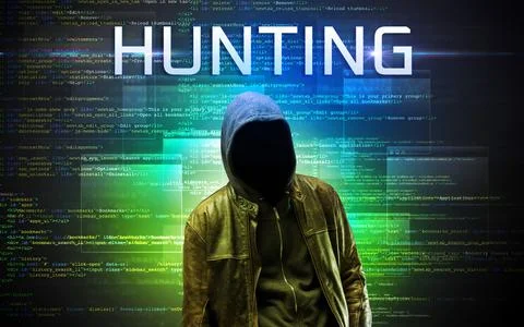 Faceless hacker on code background 스톡 사진