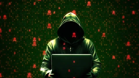 Faceless hacker typing code hacking computer protection, cyber attack, antivirus Stock Footage 292907305