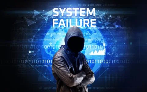 Faceless hacker at work, security concept Foto stock