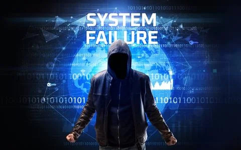 Faceless hacker at work, security concept Foto stock