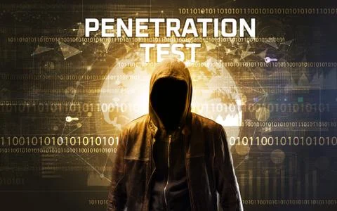 Faceless hacker at work, security concept Foto stock