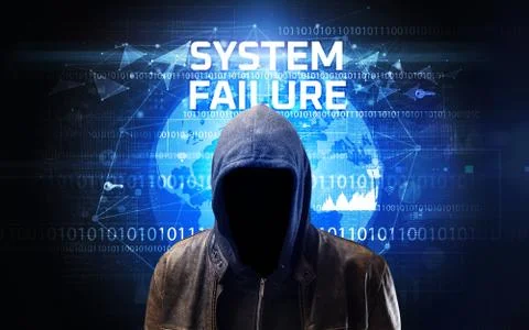 Faceless hacker at work, security concept Foto stock