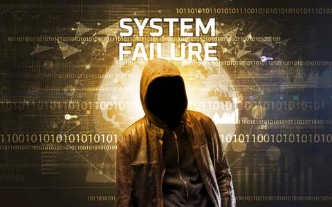 Faceless hacker at work, security concept Foto stock