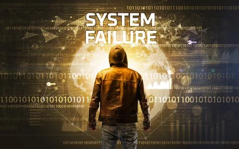 Faceless hacker at work, security concept Foto stock