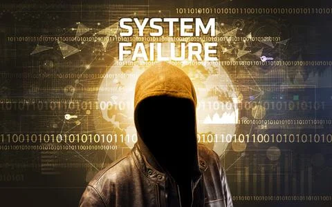 Faceless hacker at work, security concept Foto stock