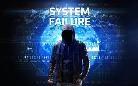 Faceless hacker at work, security concept Foto stock