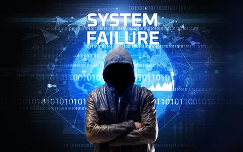 Faceless hacker at work, security concept Foto stock