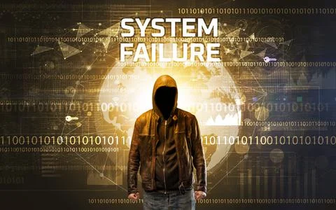 Faceless hacker at work, security concept Foto stock