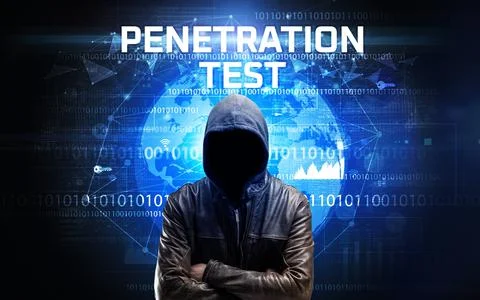 Faceless hacker at work, security concept Foto stock