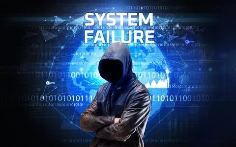 Faceless hacker at work, security concept Foto stock