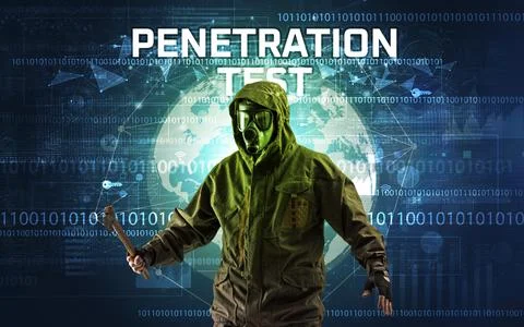 Faceless hacker at work, security concept Foto stock