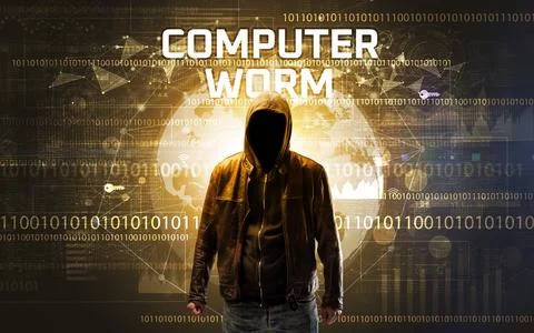 Faceless hacker at work, security concept Stock Photos