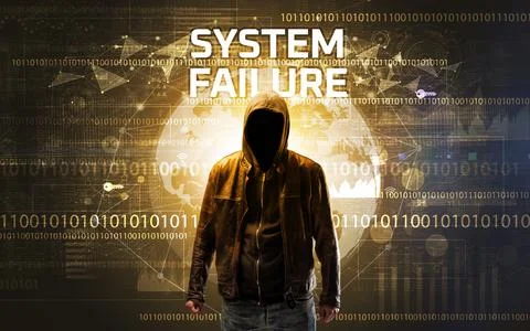 Faceless hacker at work, security concept 库存照片