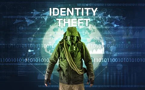 Faceless hacker at work, security concept Stock Photos