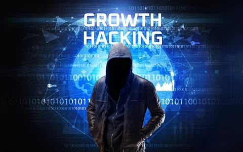 Faceless hacker at work, security concept 스톡 사진