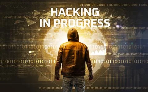 Faceless hacker at work, security concept Stock-Fotos