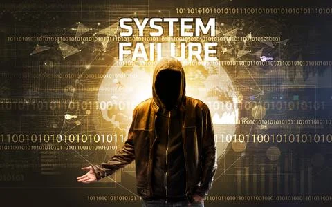 Faceless hacker at work, security concept 库存照片