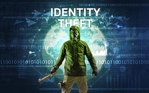 Faceless hacker at work, security concept Stock Photos