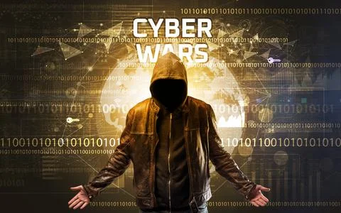 Faceless hacker at work, security concept Stock Photos