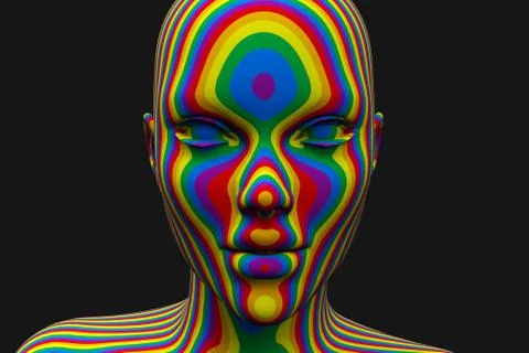 Faceless head is painted in the random colors Stock Illustration