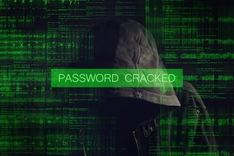 Faceless hooded anonymous computer hacker Illustrazione stock