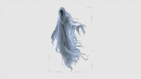 Faceless Hooded Wraith Ghost Seamless Loop Transparent Overlay Facing Left Vídeo Stock 344498946