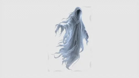 Faceless Hooded Wraith Ghost Seamless Loop Transparent Overlay facing right Vídeo Stock 344499028