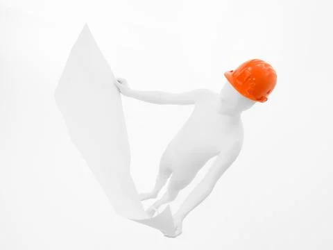 Faceless mam with blueprints Illustrazione stock