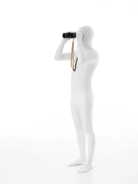 Faceless man with binoculars Illustrazione stock