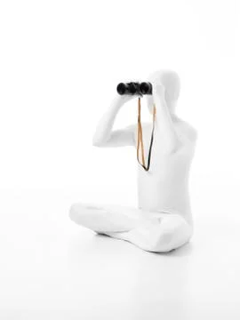 Faceless man with binoculars Illustrazione stock