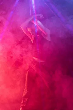 Faceless man dancing in studio Stock Photos