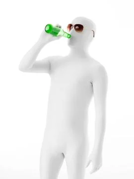 Faceless man drinking beer Stock-Illustration