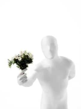 Faceless man with flowers Illustrazione stock