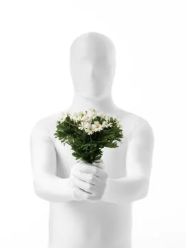 Faceless man with flowers Illustrazione stock
