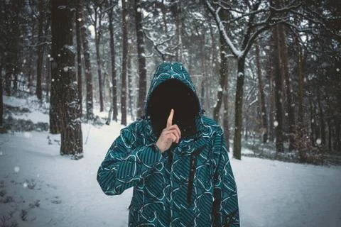 Faceless Man in Forest Stock Photos