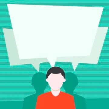 Faceless Man has Two Shadows and Each has Their Own Speech Bubble Overlapping Illustrazione stock