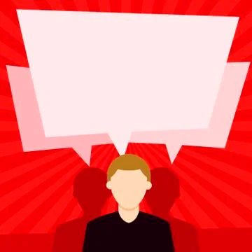 Faceless Man has Two Shadows and Each has Their Own Speech Bubble Overlapping Illustrazione stock